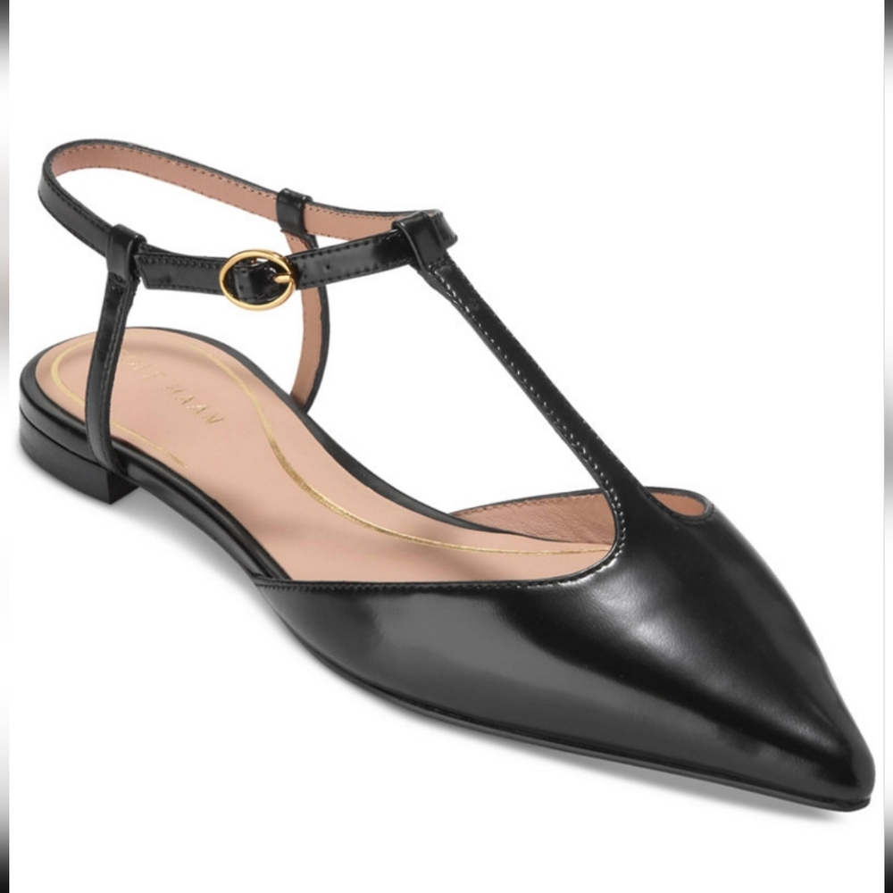 New With Box Cole Haan Women's Black T-Strap Loafers